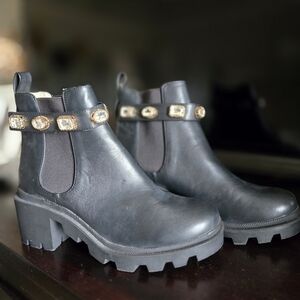 Steve Madden Amulet black rhinestone ankle boot